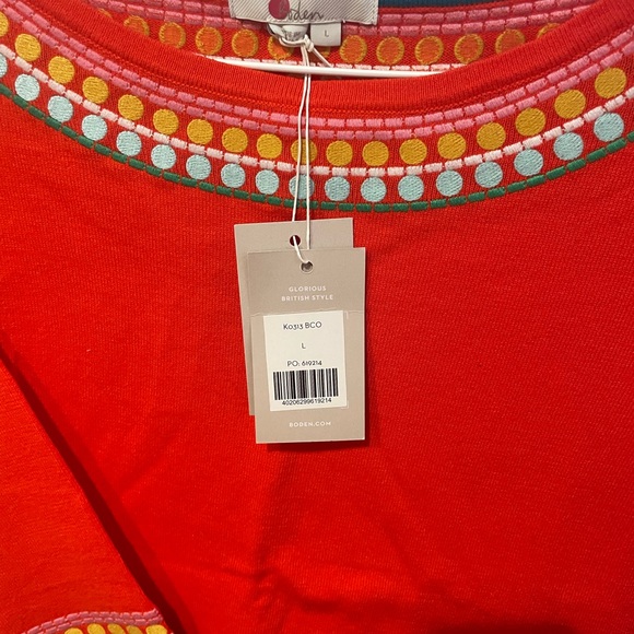 Boden Monmouth Embroidered Jumper - Colorful Vibrant Orange Sweater - NWT - Picture 3 of 6